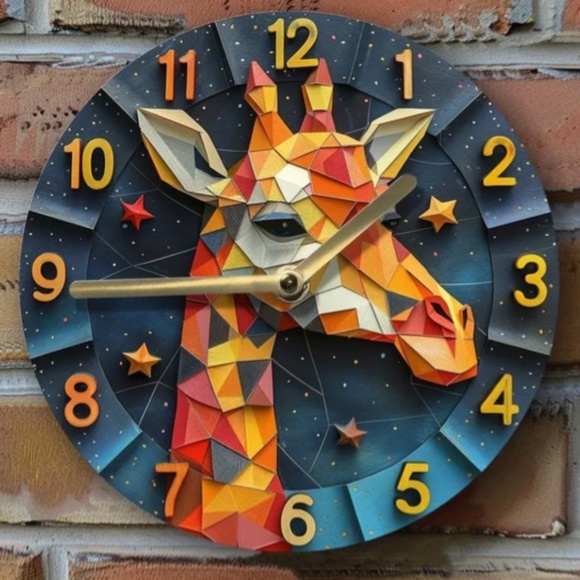 NIB! Gorgeous Detailed Artistic Style African Giraffe Clock! - Picture 2 of 7